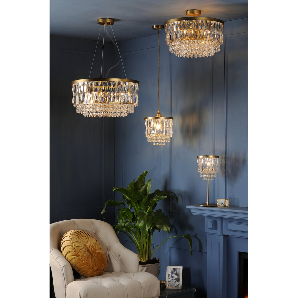 Rhosill Easy Fit Ceiling Light With Faceted Glass In Antique Brass Finish LA3756359-Q