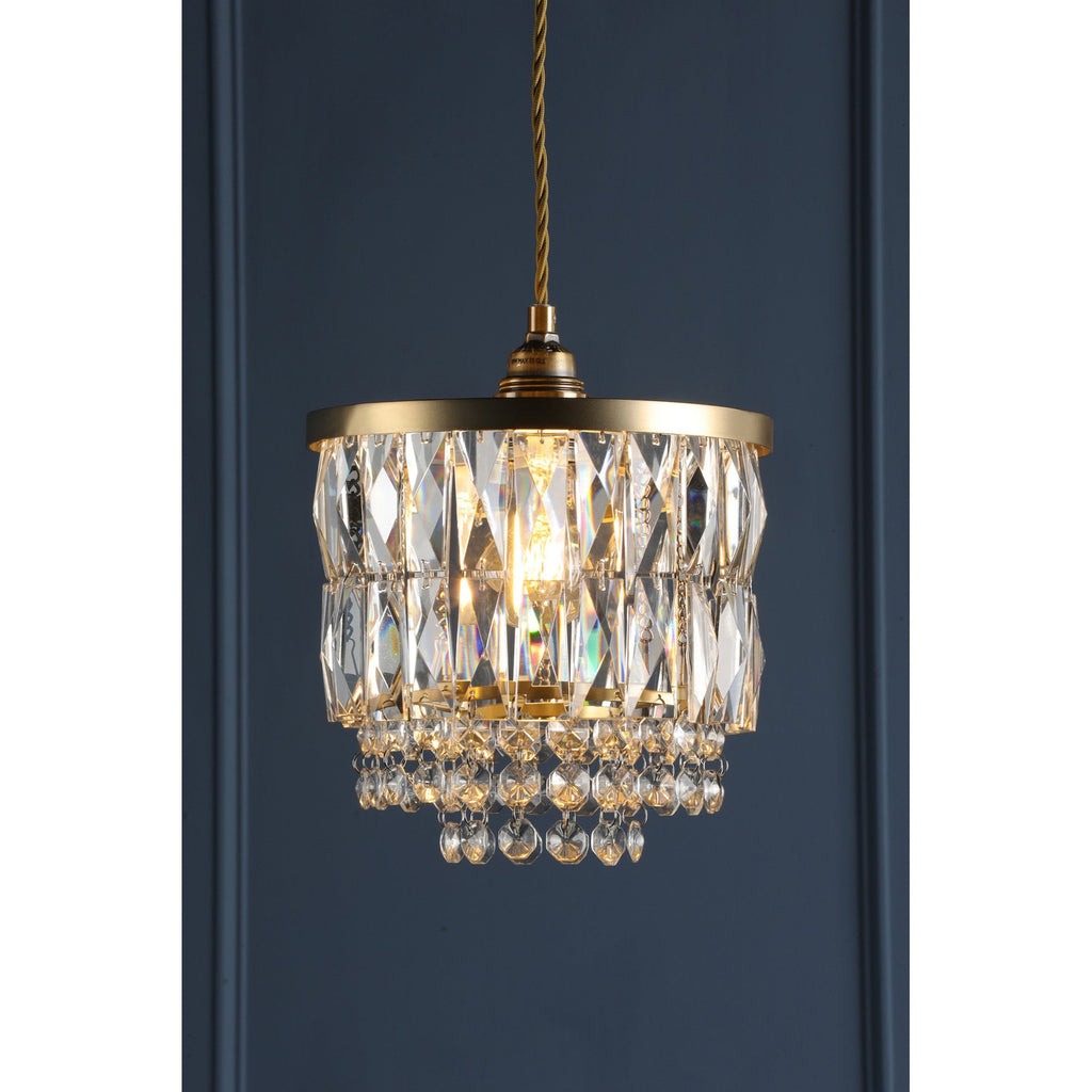 Rhosill Easy Fit Ceiling Light With Faceted Glass In Antique Brass Finish LA3756359-Q