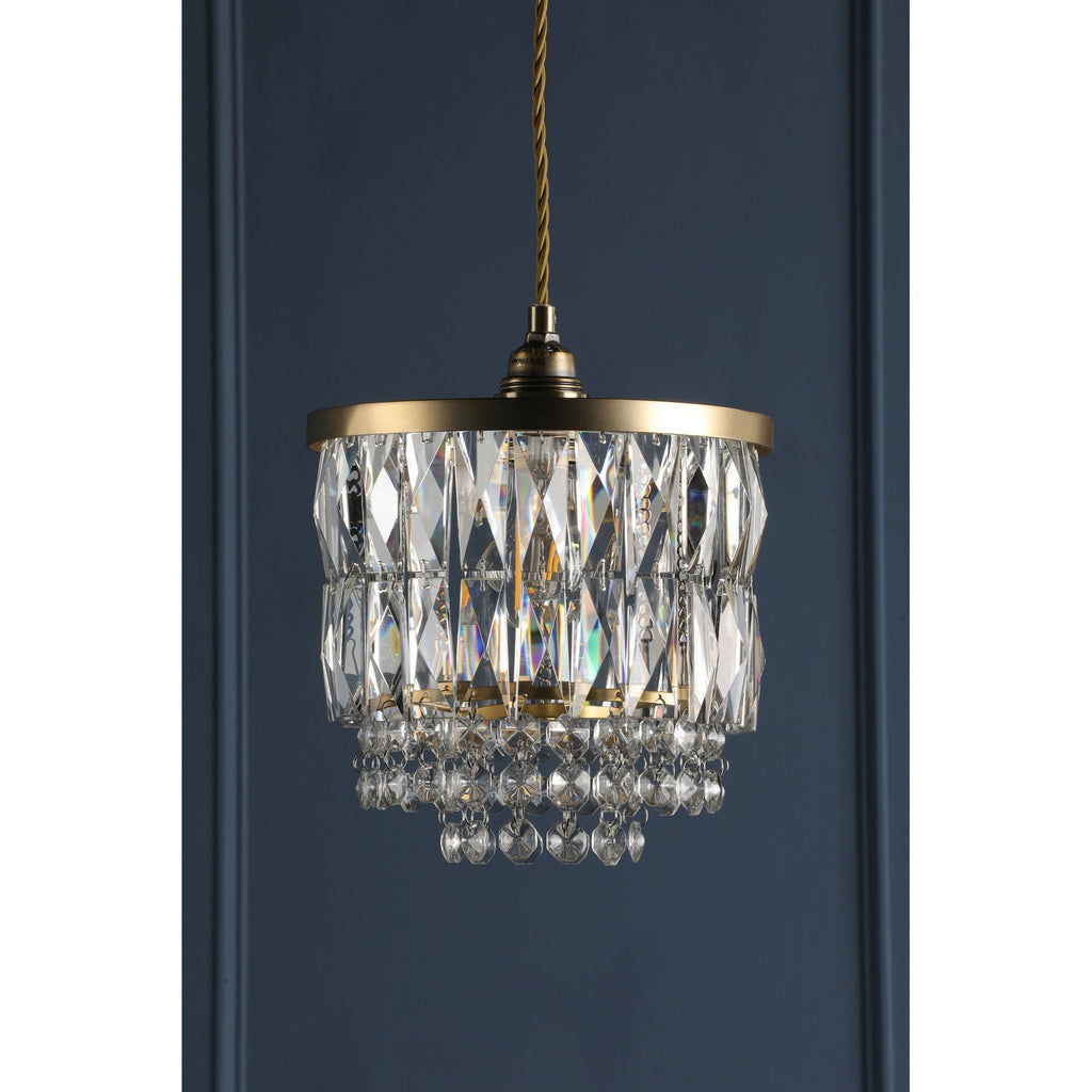 Rhosill Easy Fit Ceiling Light With Faceted Glass In Antique Brass Finish LA3756359-Q
