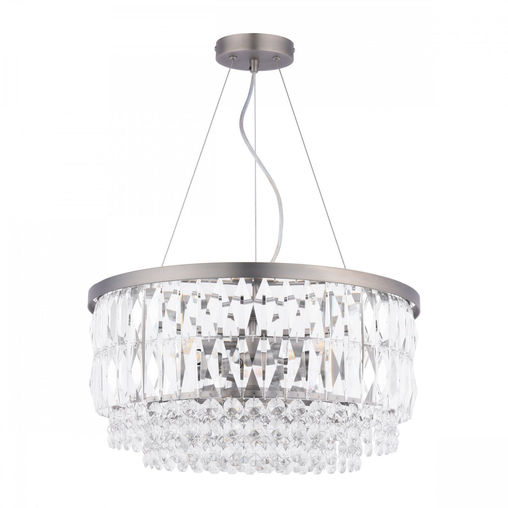 Rhosill 4 Light Ceiling Chandelier With Faceted Glass In Aged Pewter Finish LA3756466-Q