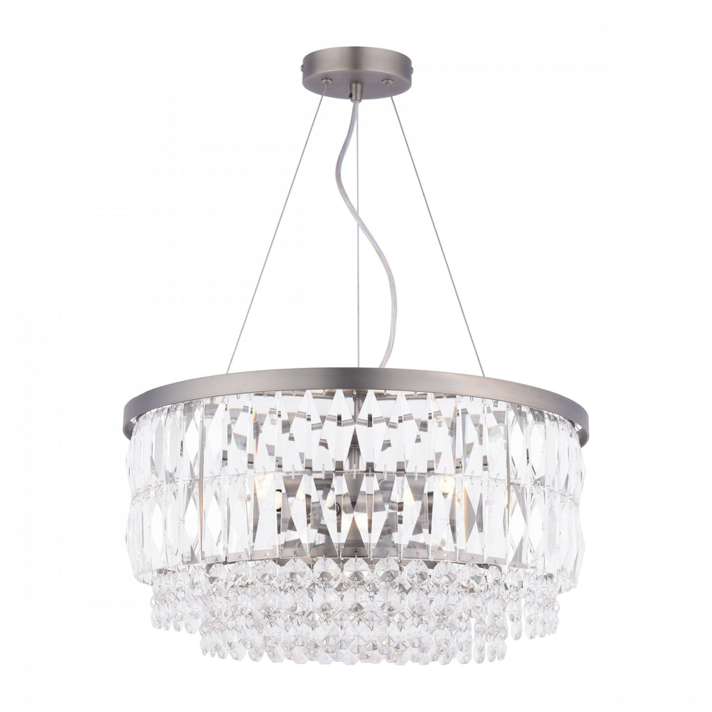 Rhosill 4 Light Ceiling Chandelier With Faceted Glass In Aged Pewter Finish LA3756466-Q