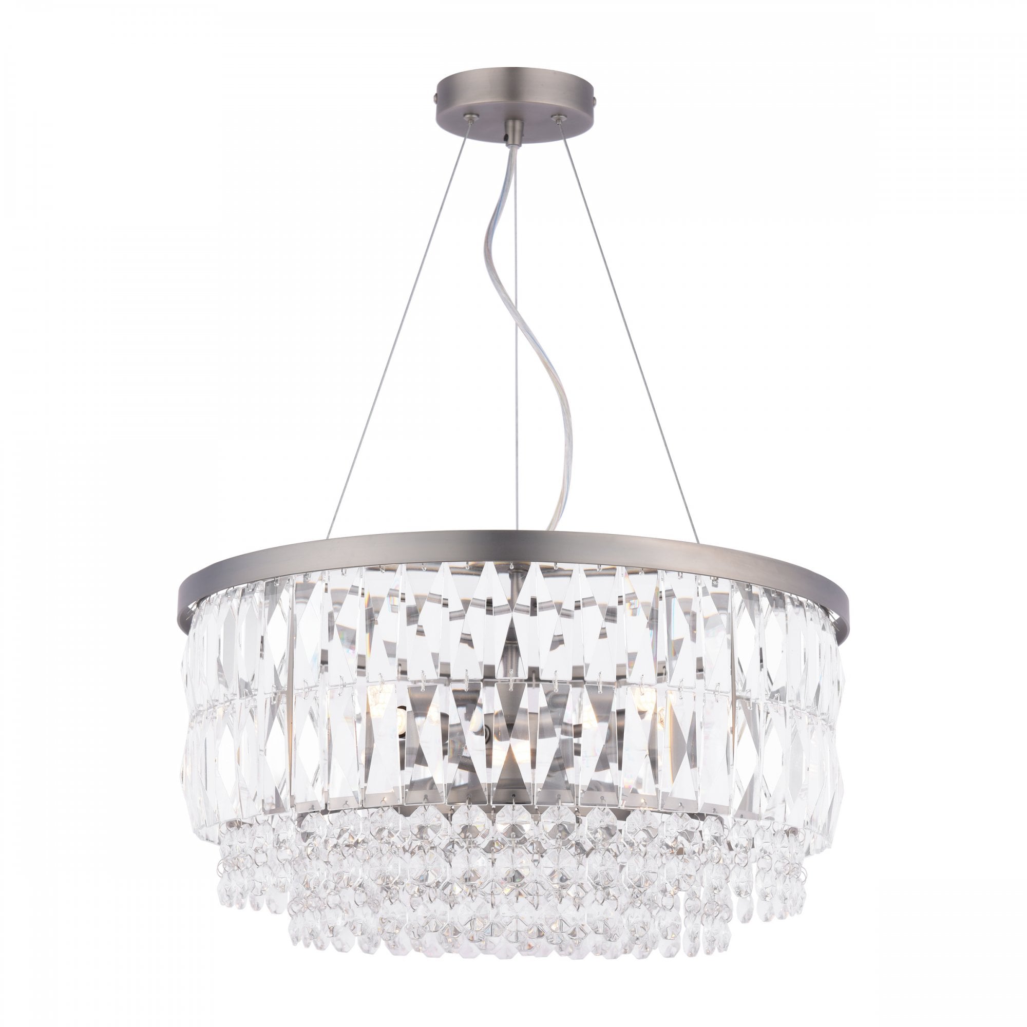 Rhosill 4 Light Ceiling Chandelier With Faceted Glass In Aged Pewter Finish LA3756466-Q