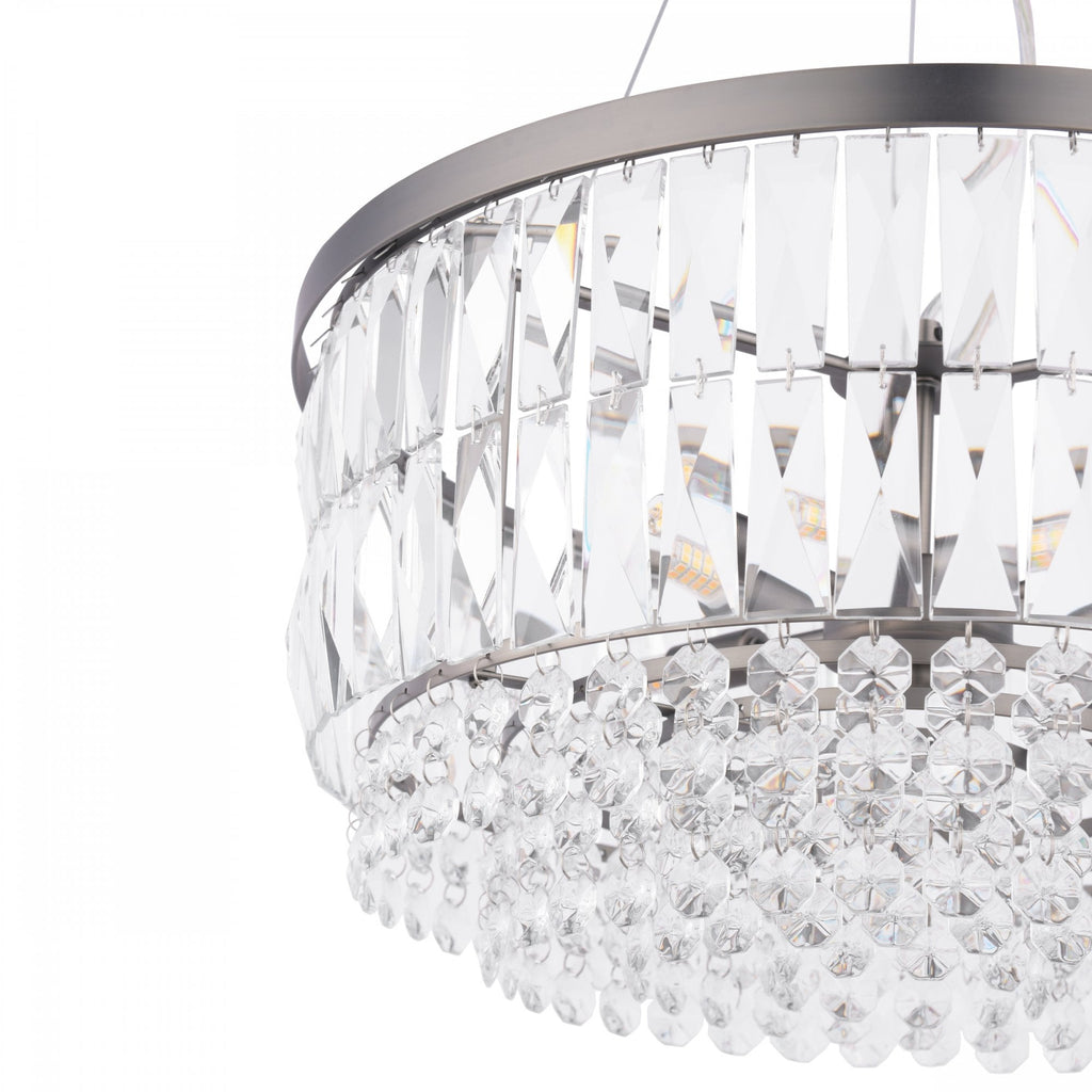 Rhosill 4 Light Ceiling Chandelier With Faceted Glass In Aged Pewter Finish LA3756466-Q