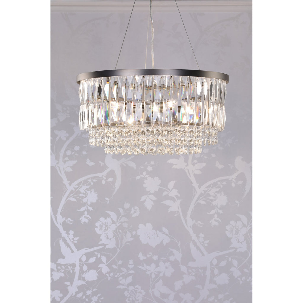 Rhosill 4 Light Ceiling Chandelier With Faceted Glass In Aged Pewter Finish LA3756466-Q