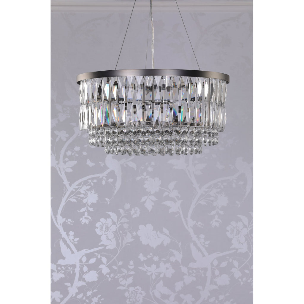 Rhosill 4 Light Ceiling Chandelier With Faceted Glass In Aged Pewter Finish LA3756466-Q