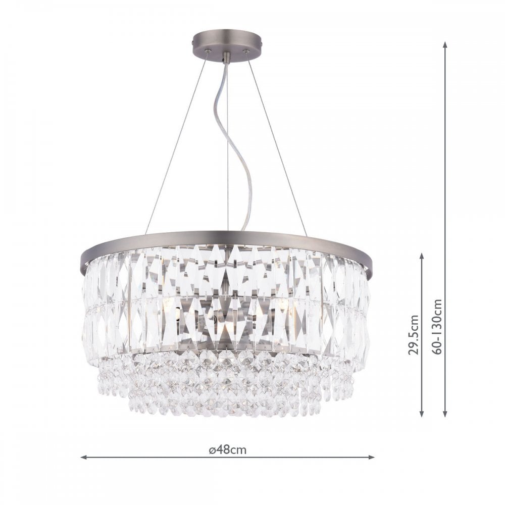 Rhosill 4 Light Ceiling Chandelier With Faceted Glass In Aged Pewter Finish LA3756466-Q