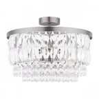 Rhosill 3 Light Semi Flush Ceiling Light With Faceted Glass In Aged Pewter Finish LA3756467-Q