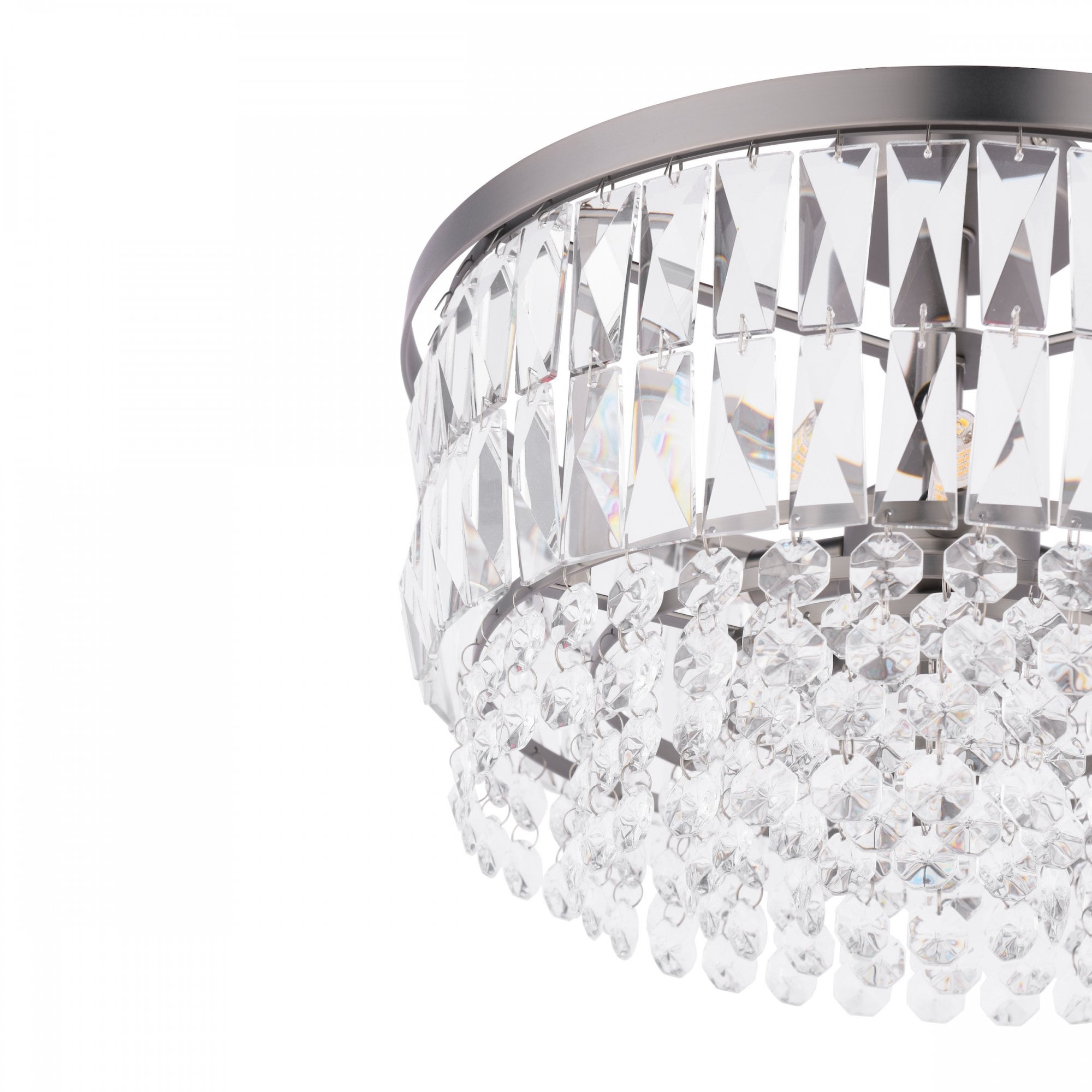 Rhosill 3 Light Semi Flush Ceiling Light With Faceted Glass In Aged Pewter Finish LA3756467-Q