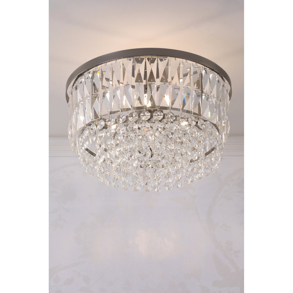 Rhosill 3 Light Semi Flush Ceiling Light With Faceted Glass In Aged Pewter Finish LA3756467-Q