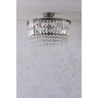 Rhosill 3 Light Semi Flush Ceiling Light With Faceted Glass In Aged Pewter Finish LA3756467-Q