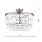 Rhosill 3 Light Semi Flush Ceiling Light With Faceted Glass In Aged Pewter Finish LA3756467-Q