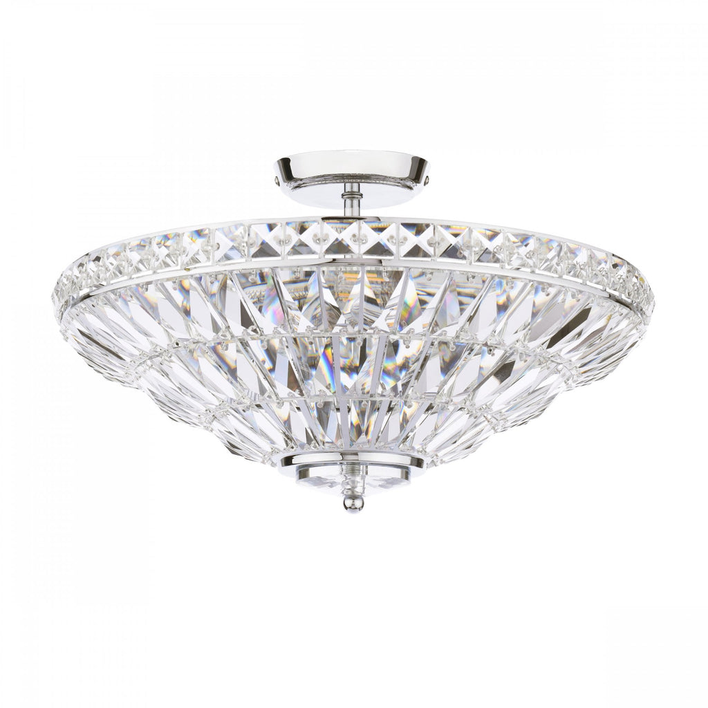 Vienna 3 Light Semi Flush Chandelier In Polished Chrome Finish And Crystal Glass LA3756604-Q