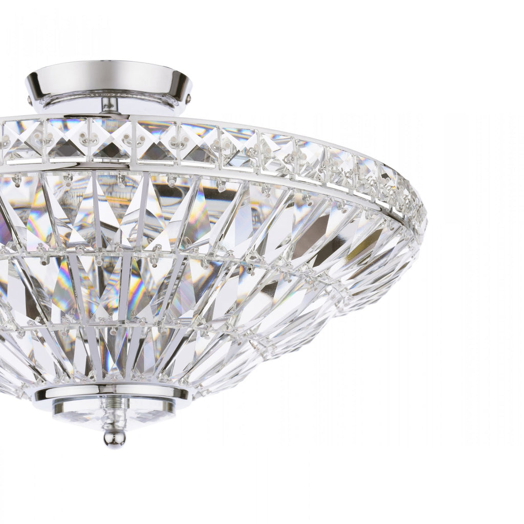 Vienna 3 Light Semi Flush Chandelier In Polished Chrome Finish And Crystal Glass LA3756604-Q