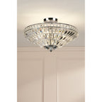 Vienna 3 Light Semi Flush Chandelier In Polished Chrome Finish And Crystal Glass LA3756604-Q