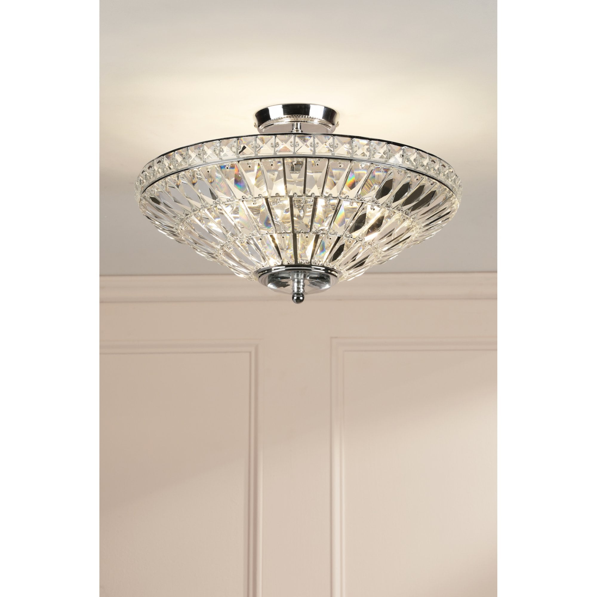 Vienna 3 Light Semi Flush Chandelier In Polished Chrome Finish And Crystal Glass LA3756604-Q