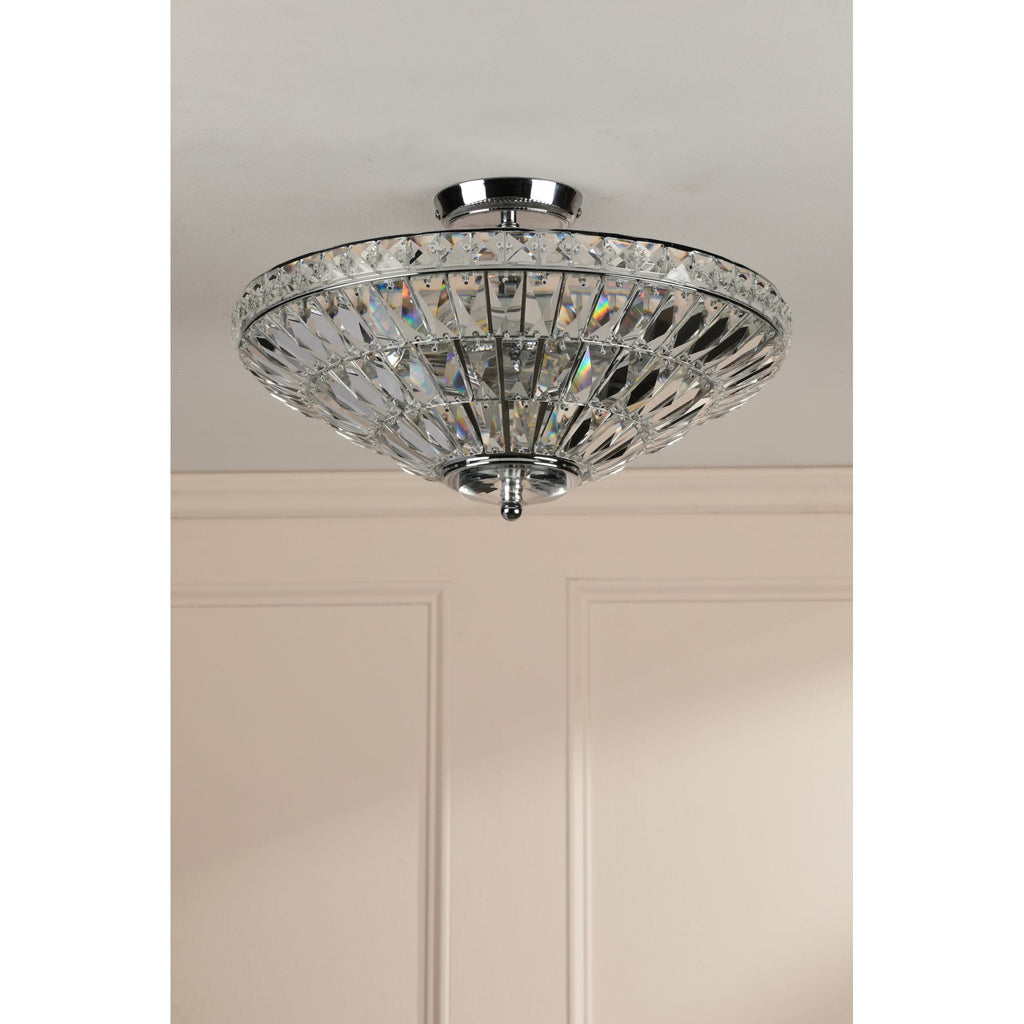 Vienna 3 Light Semi Flush Chandelier In Polished Chrome Finish And Crystal Glass LA3756604-Q