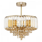 Vienna 3 Light Semi Flush Chandelier In Antique Brass Finish And Champagne Crystal LA3756327-Q