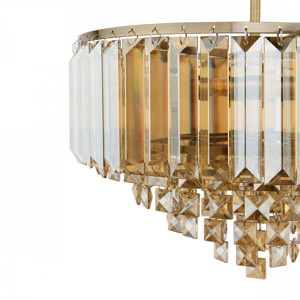 Vienna 3 Light Semi Flush Chandelier In Antique Brass Finish And Champagne Crystal LA3756327-Q