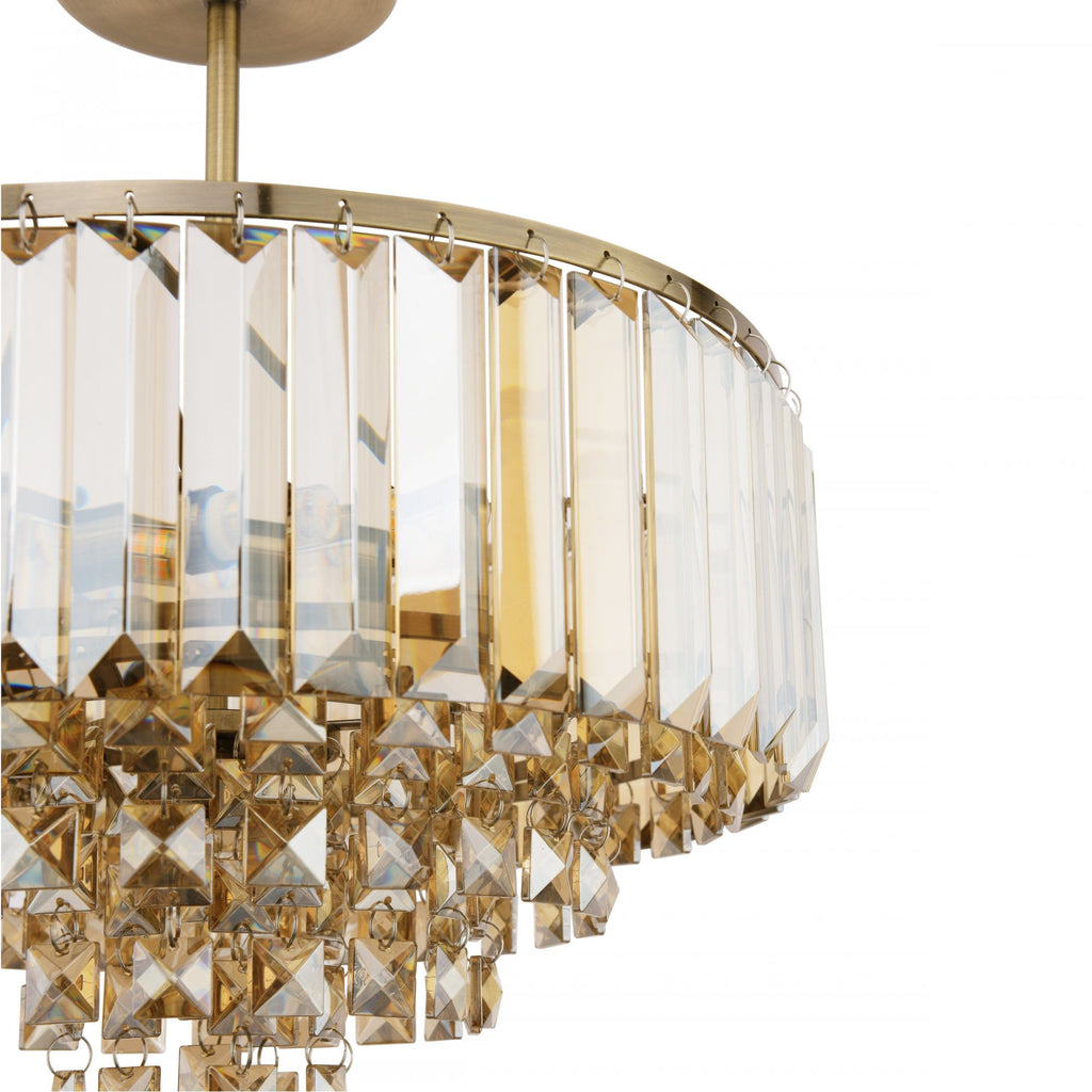 Vienna 3 Light Semi Flush Chandelier In Antique Brass Finish And Champagne Crystal LA3756327-Q