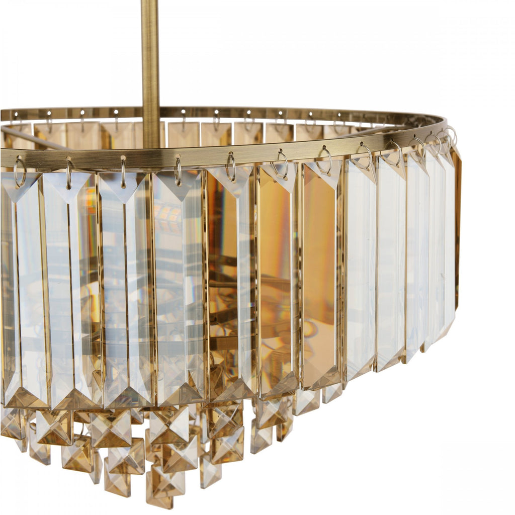 Vienna 3 Light Semi Flush Chandelier In Antique Brass Finish And Champagne Crystal LA3756327-Q