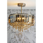 Vienna 3 Light Semi Flush Chandelier In Antique Brass Finish And Champagne Crystal LA3756327-Q
