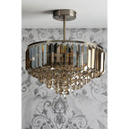 Vienna 3 Light Semi Flush Chandelier In Antique Brass Finish And Champagne Crystal LA3756327-Q