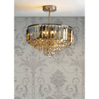 Vienna 3 Light Semi Flush Chandelier In Antique Brass Finish And Champagne Crystal LA3756327-Q