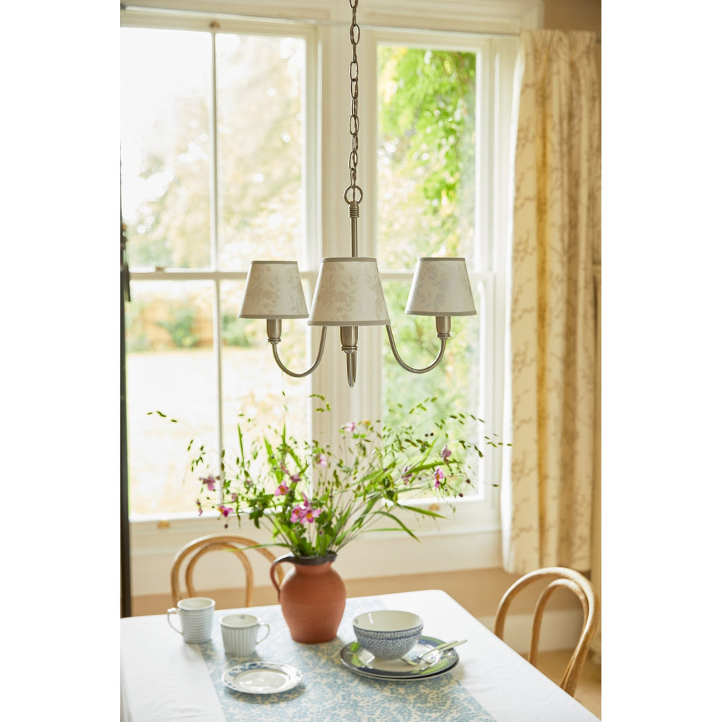 Westbourne 3 Light Armed Pendant In Polished Pewter With Shades LA3756416-Q