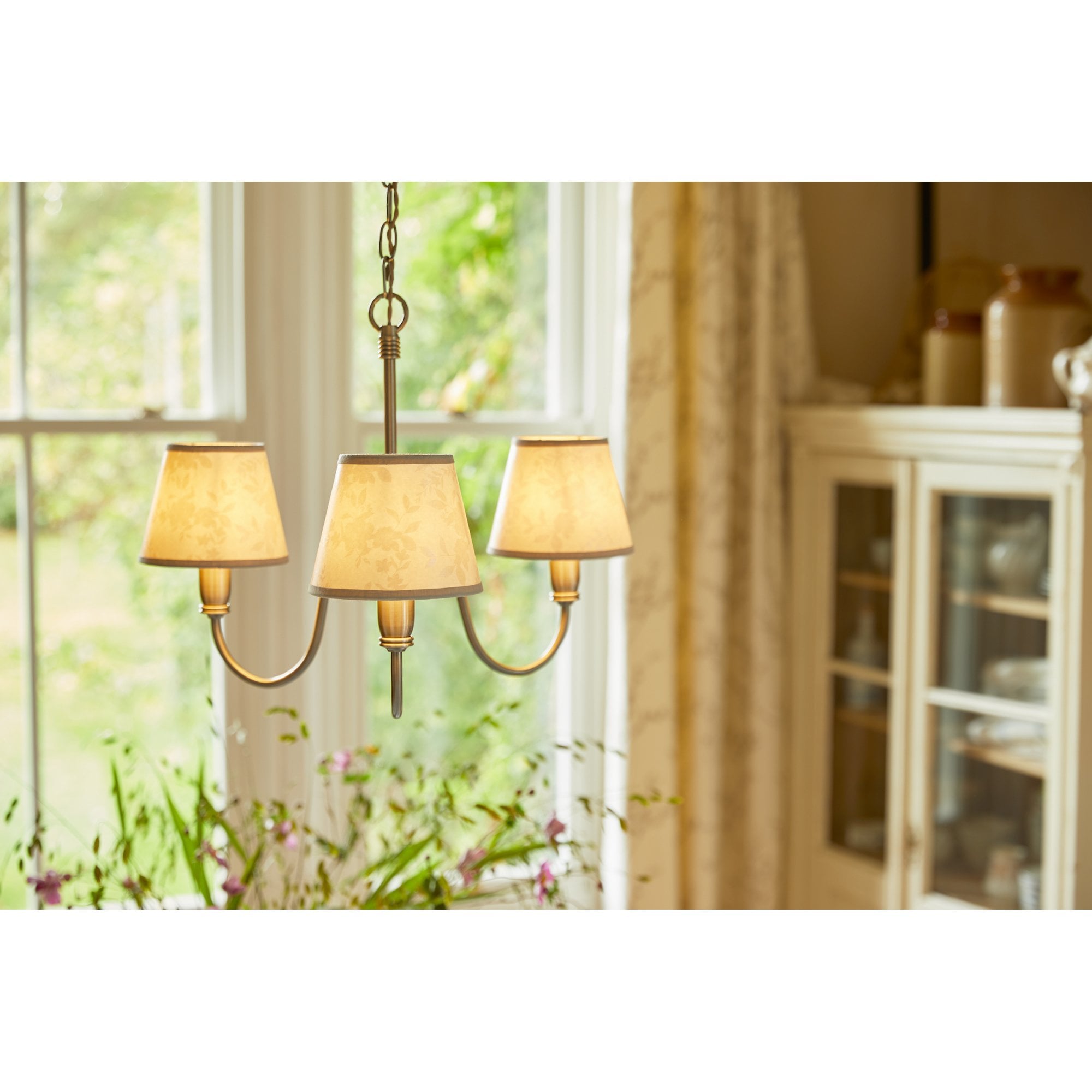 Westbourne 3 Light Armed Pendant In Polished Pewter With Shades LA3756416-Q