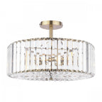 Fernhurst 4 Light Semi Flush Ceiling Light In Antique Brass And Crystal Glass LA3756473-Q