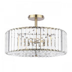 Fernhurst 4 Light Semi Flush Ceiling Light In Antique Brass And Crystal Glass LA3756473-Q