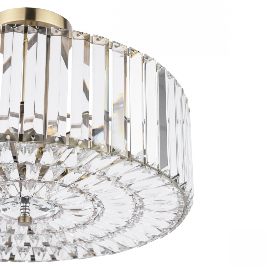 Fernhurst 4 Light Semi Flush Ceiling Light In Antique Brass And Crystal Glass LA3756473-Q