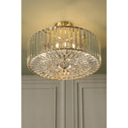 Fernhurst 4 Light Semi Flush Ceiling Light In Antique Brass And Crystal Glass LA3756473-Q