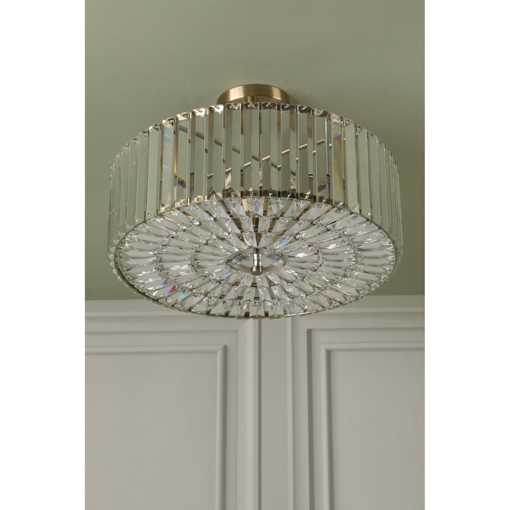 Fernhurst 4 Light Semi Flush Ceiling Light In Antique Brass And Crystal Glass LA3756473-Q