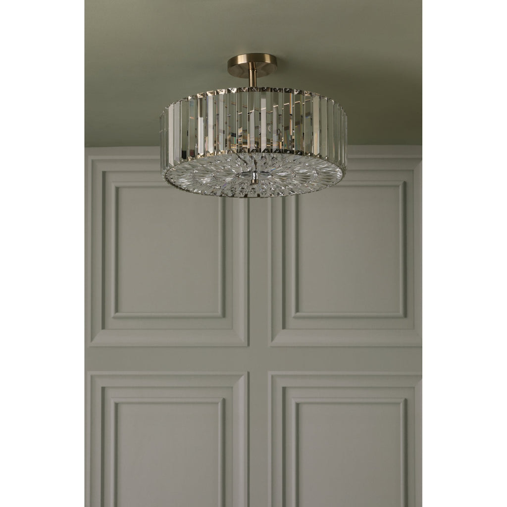 Fernhurst 4 Light Semi Flush Ceiling Light In Antique Brass And Crystal Glass LA3756473-Q