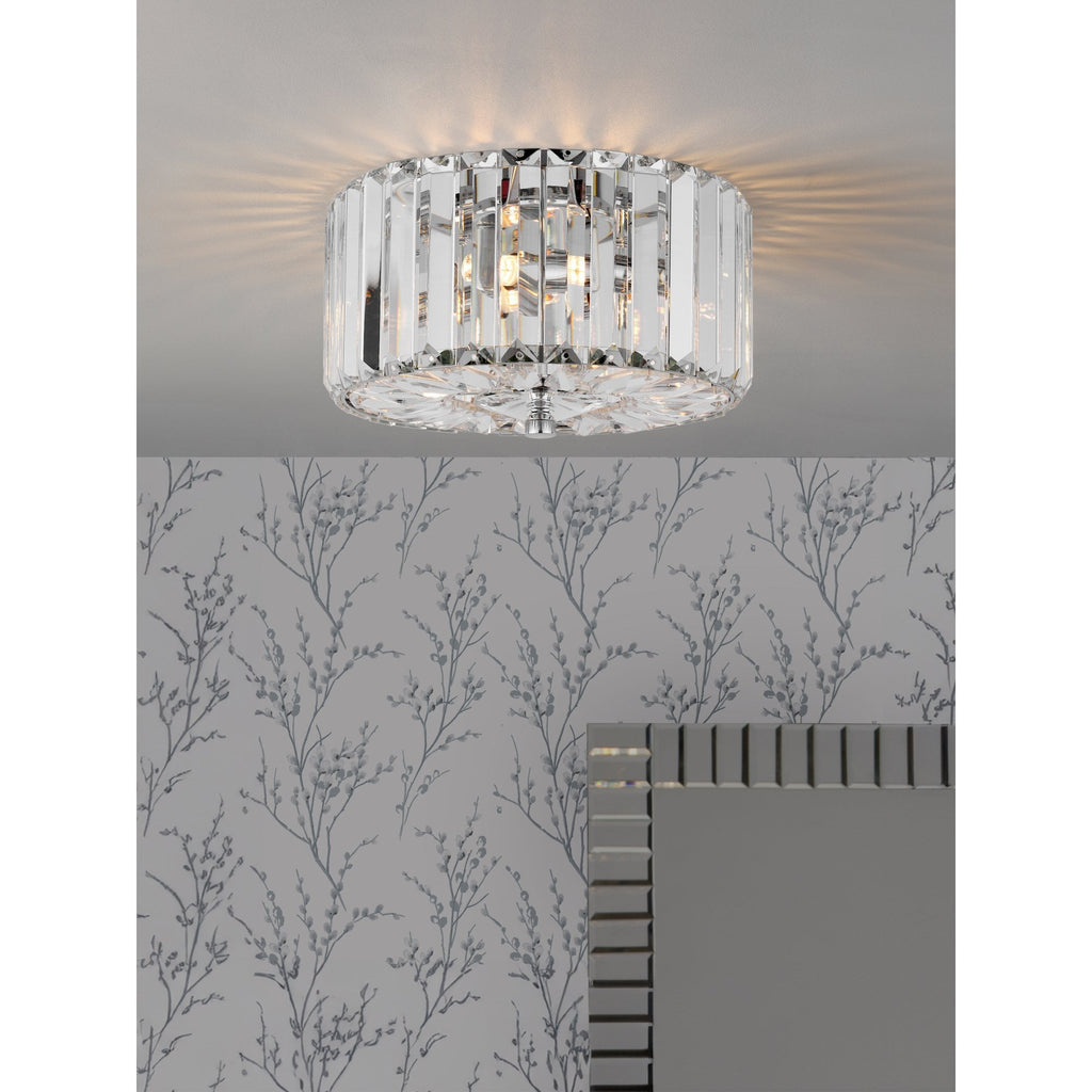 Fernhurst 3 Light Small Crystal Glass Flush Ceiling Light In Polished Chrome LA3756456-Q