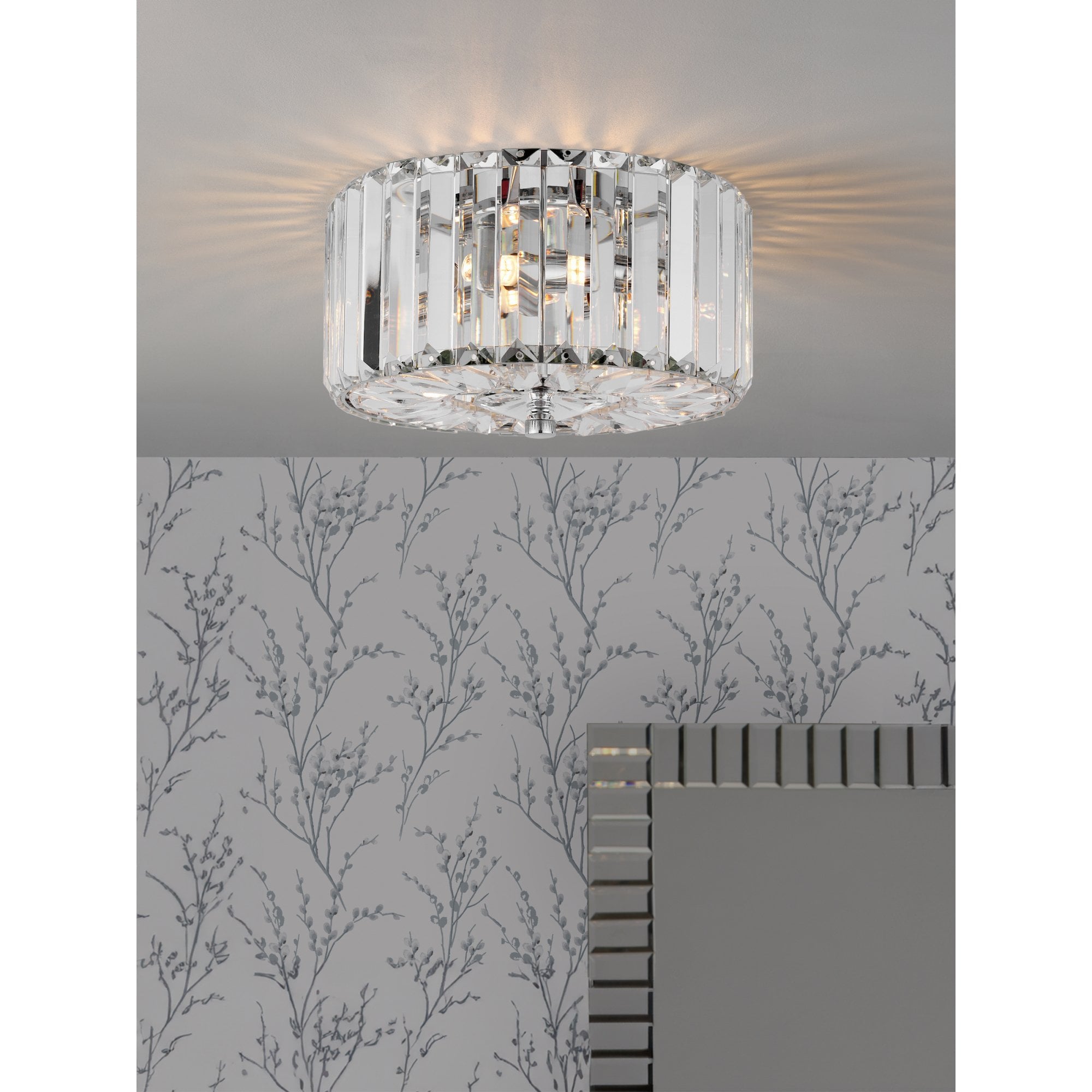 Fernhurst 3 Light Small Crystal Glass Flush Ceiling Light In Polished Chrome LA3756456-Q