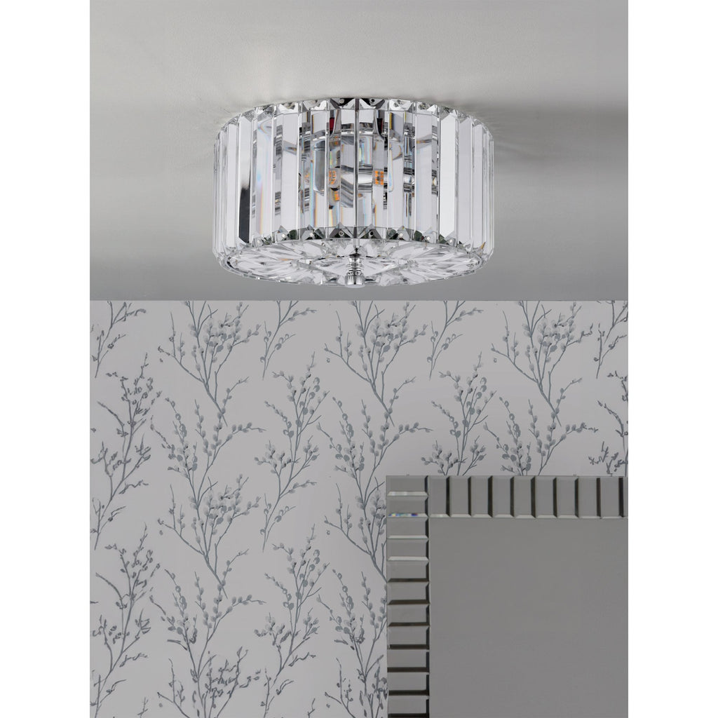 Fernhurst 3 Light Small Crystal Glass Flush Ceiling Light In Polished Chrome LA3756456-Q
