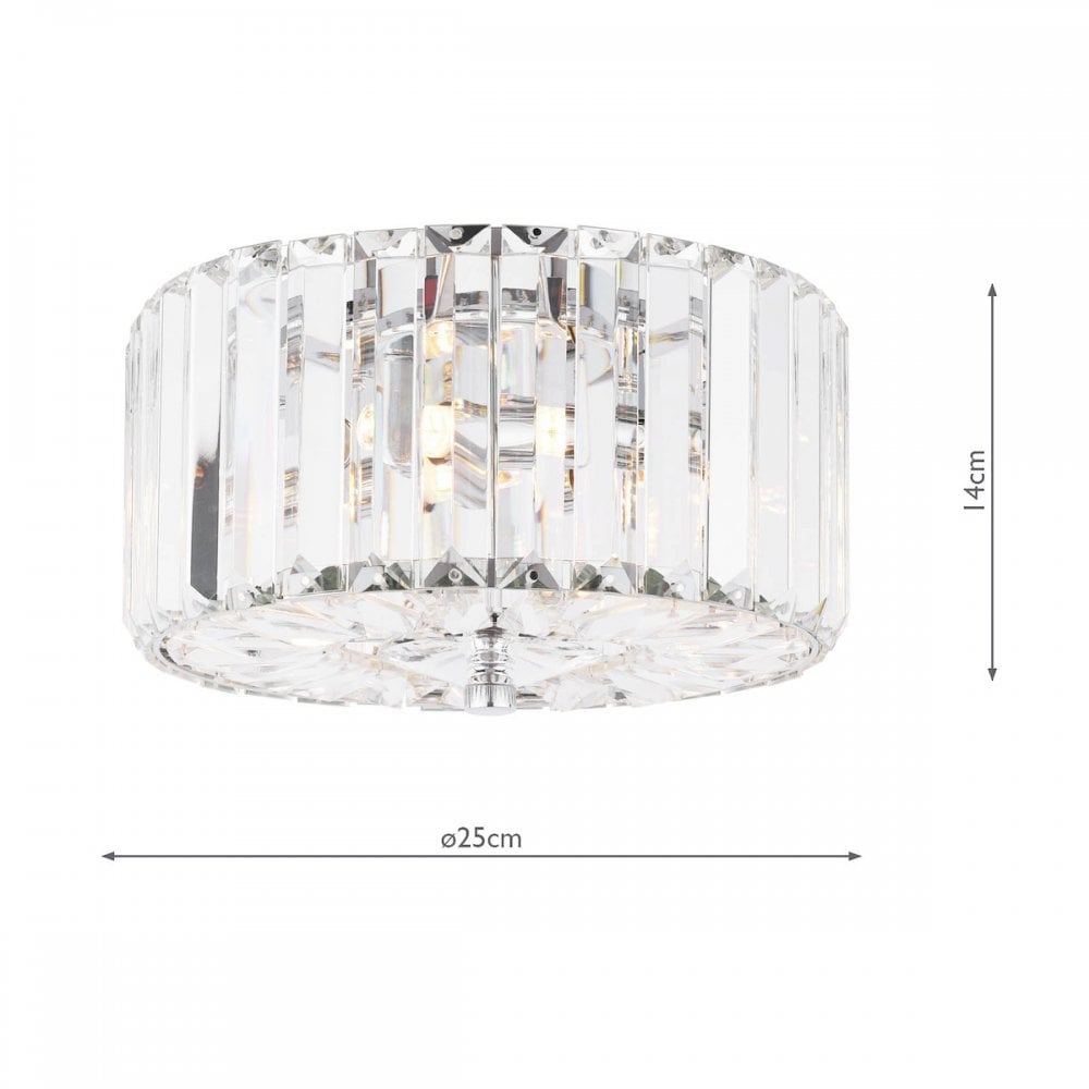 Fernhurst 3 Light Small Crystal Glass Flush Ceiling Light In Polished Chrome LA3756456-Q