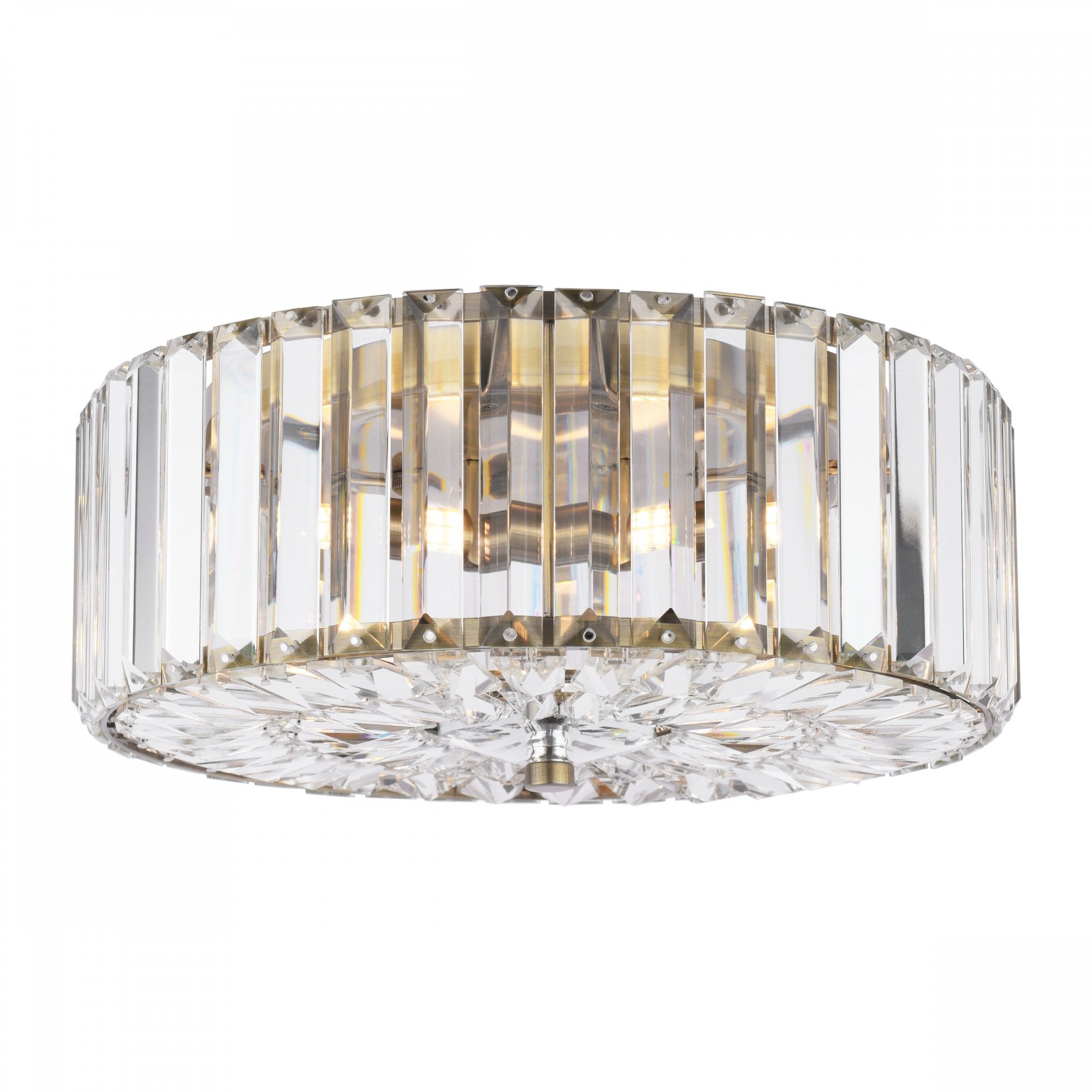 Fernhurst 3 Light Crystal Glass Flush Ceiling Light In Antique Brass LA3756472-Q