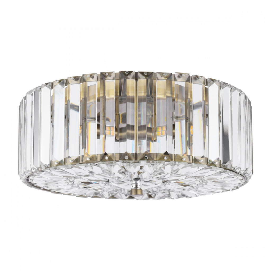 Fernhurst 3 Light Crystal Glass Flush Ceiling Light In Antique Brass LA3756472-Q