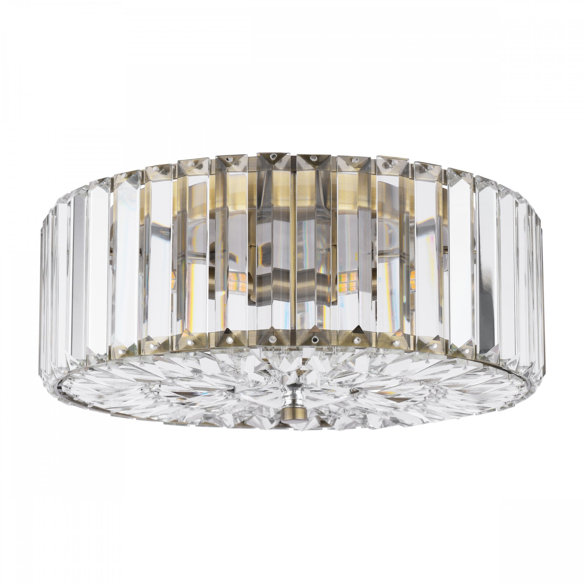Fernhurst 3 Light Crystal Glass Flush Ceiling Light In Antique Brass LA3756472-Q