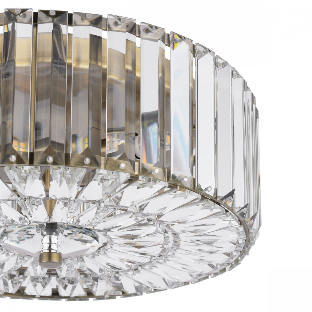 Fernhurst 3 Light Crystal Glass Flush Ceiling Light In Antique Brass LA3756472-Q