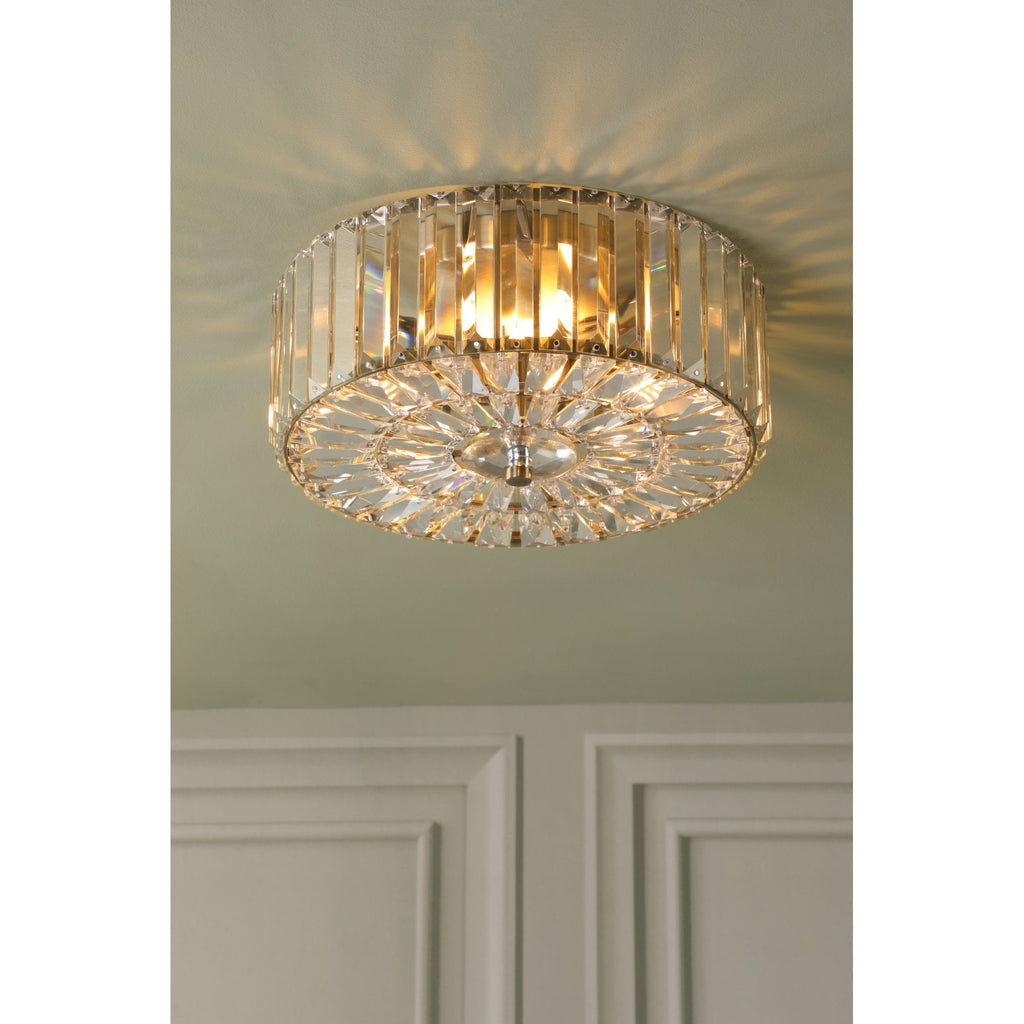 Fernhurst 3 Light Crystal Glass Flush Ceiling Light In Antique Brass LA3756472-Q