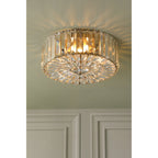 Fernhurst 3 Light Crystal Glass Flush Ceiling Light In Antique Brass LA3756472-Q