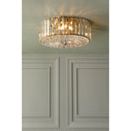 Fernhurst 3 Light Crystal Glass Flush Ceiling Light In Antique Brass LA3756472-Q