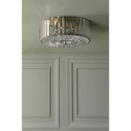 Fernhurst 3 Light Crystal Glass Flush Ceiling Light In Antique Brass LA3756472-Q