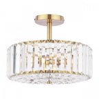Fernhurst 3 Light Semi Flush Ceiling Light In Antique Brass And Crystal Glass LA3756455-Q