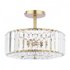 Fernhurst 3 Light Semi Flush Ceiling Light In Antique Brass And Crystal Glass LA3756455-Q