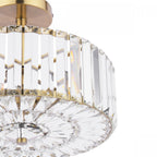 Fernhurst 3 Light Semi Flush Ceiling Light In Antique Brass And Crystal Glass LA3756455-Q